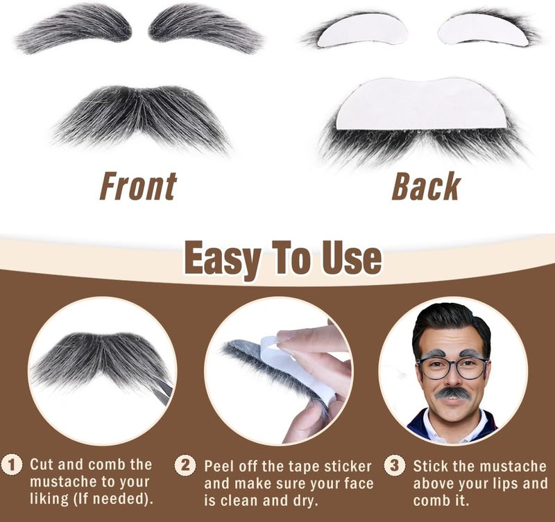 Honcloud Store Old Man Mustache and Eyebrow Perfect for Custome Accessories Grandpa Stage Performances Halloween Props - Image 3